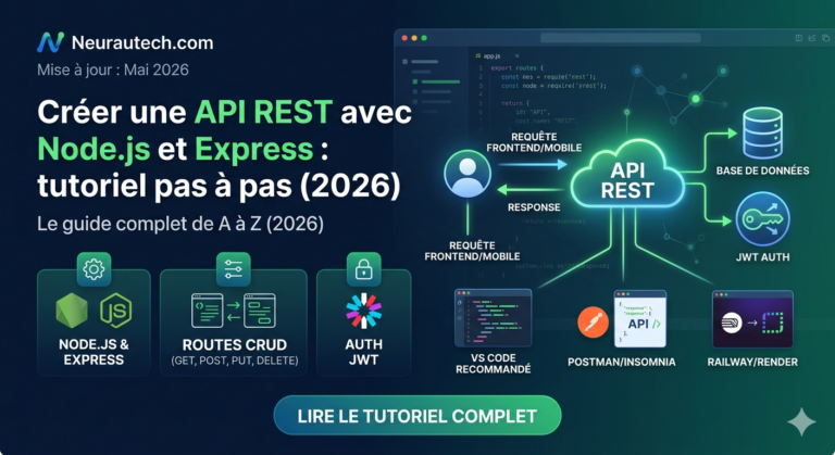 Créer une API REST avec Node.js et Express en 2026 (tutoriel complet)