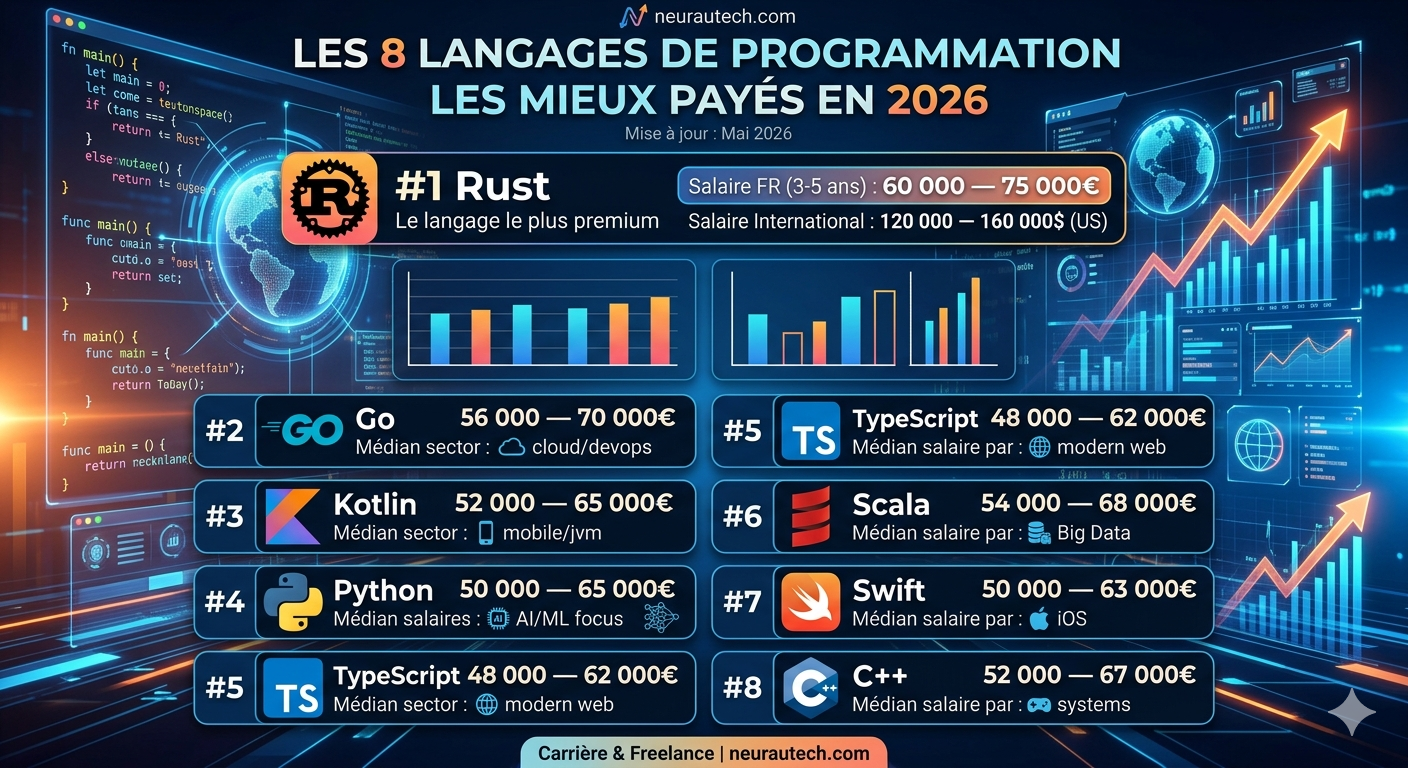 langages programmation mieux payés 2026 salaires
